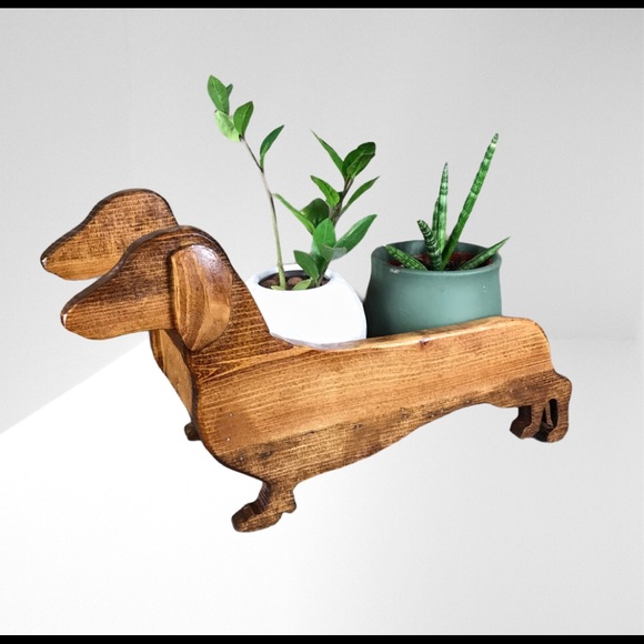 COPY - Handmade Rusty the wiener dog planter sled - Picture 2 of 9